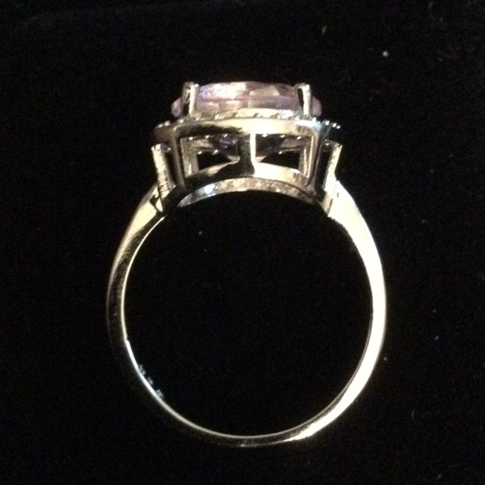 Romantic Pink Kunzite Quartz Ring with Halo - Picture 6 of 10